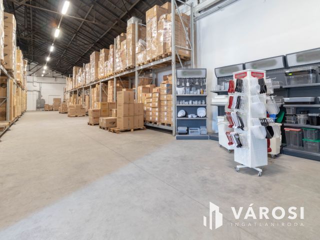 600 m2-es raktár polcrendszerrel, irodával, mosdóval kiadó